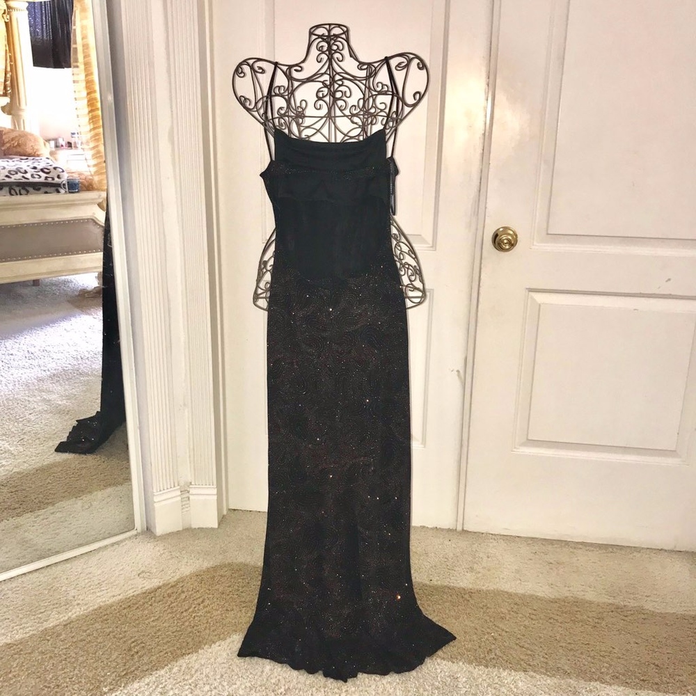 Black & Brown Glitter Evening Dress